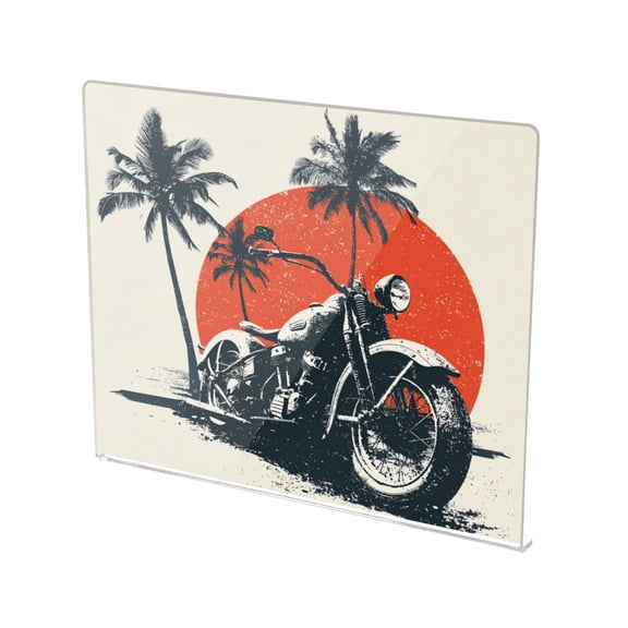13.4" x 16.5" Food-Grade Acrylic Cutting Board Non-Slip Kitchen Chopping Board Beach Palm Retro Motorcycle