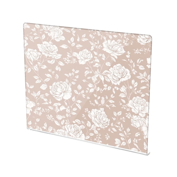 13.4" x 16.5" Food-Grade Acrylic Cutting Board Non-Slip Kitchen Chopping Board Beige Background Rose Print