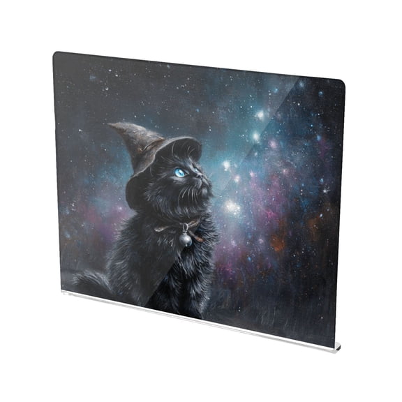 13.4" x 16.5" Food-Grade Acrylic Cutting Board Non-Slip Kitchen Chopping Board Black Cat with Blue Eyes