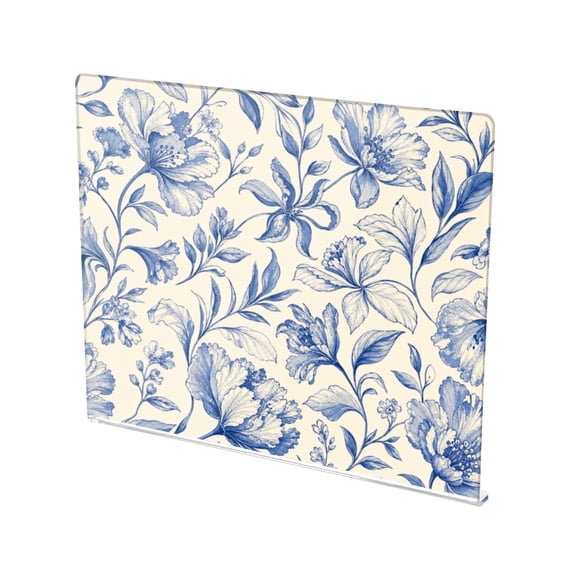 13.4" x 16.5" Food-Grade Acrylic Cutting Board Non-Slip Kitchen Chopping Board Blue Floral Botanical Pattern