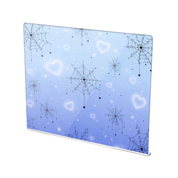 13.4" x 16.5" Food-Grade Acrylic Cutting Board Non-Slip Kitchen Chopping Board Blue Heart Spider Web Print