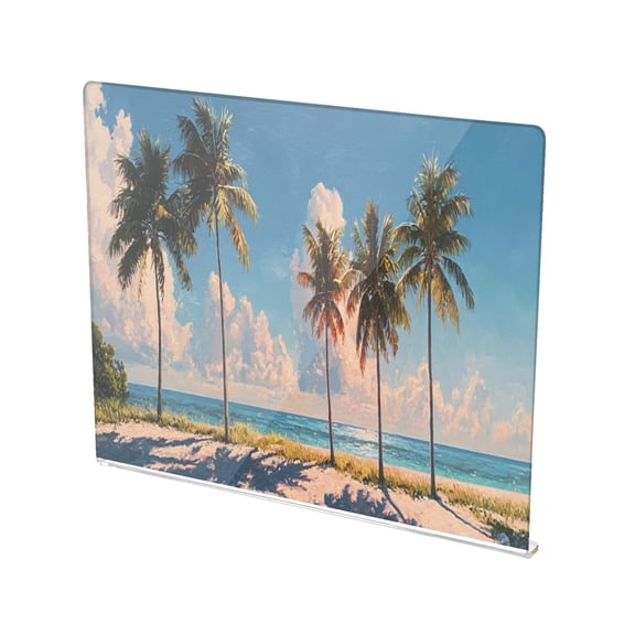 13.4" x 16.5" Food-Grade Acrylic Cutting Board Non-Slip Kitchen Chopping Board Blue Sky Plam Trees