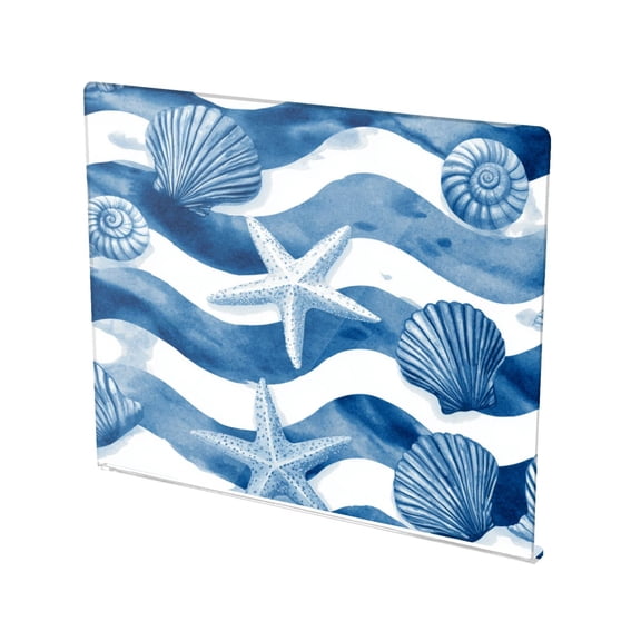 13.4" x 16.5" Food-Grade Acrylic Cutting Board Non-Slip Kitchen Chopping Board Blue Watercolor Nautical Seamless Tile