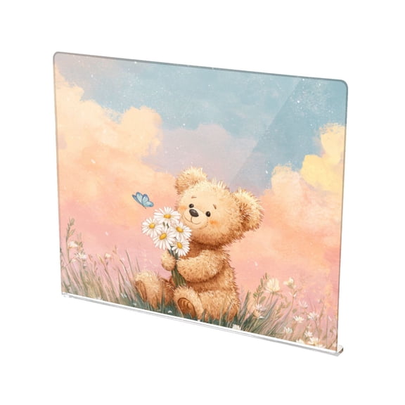 13.4" x 16.5" Food-Grade Acrylic Cutting Board Non-Slip Kitchen Chopping Board Blush Sky Teddy Bear