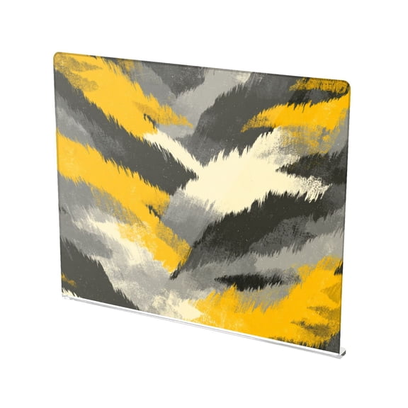 13.4" x 16.5" Food-Grade Acrylic Cutting Board Non-Slip Kitchen Chopping Board Brushstroke Yellow Grey Camo Print