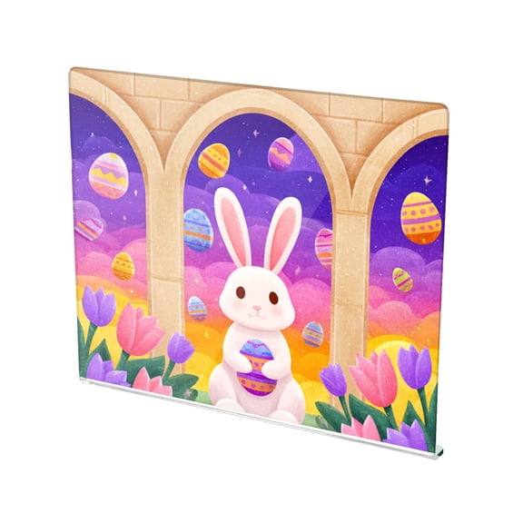 13.4" x 16.5" Food-Grade Acrylic Cutting Board Non-Slip Kitchen Chopping Board Castle Easter Bunny Pattern