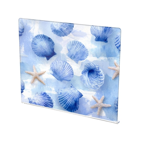 13.4" x 16.5" Food-Grade Acrylic Cutting Board Non-Slip Kitchen Chopping Board Cerulean Seashells Pattern