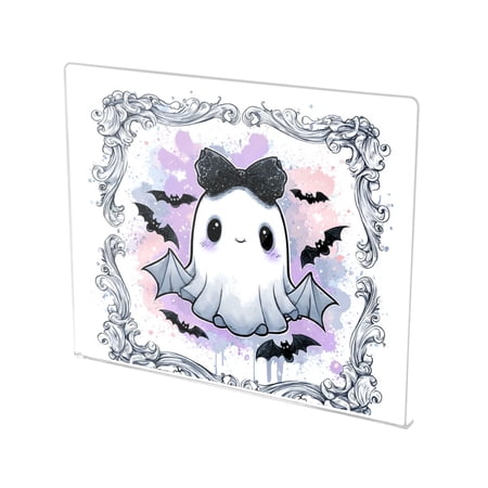 13.4" x 16.5" Food-Grade Acrylic Cutting Board Non-Slip Kitchen Chopping Board Cute Black Bow Ghost