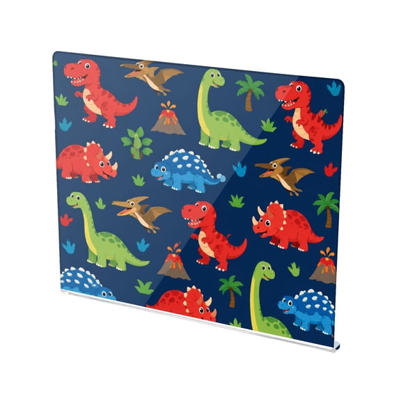 13.4" x 16.5" Food-Grade Acrylic Cutting Board Non-Slip Kitchen Chopping Board Cute Dinosaur Volcano Pattern