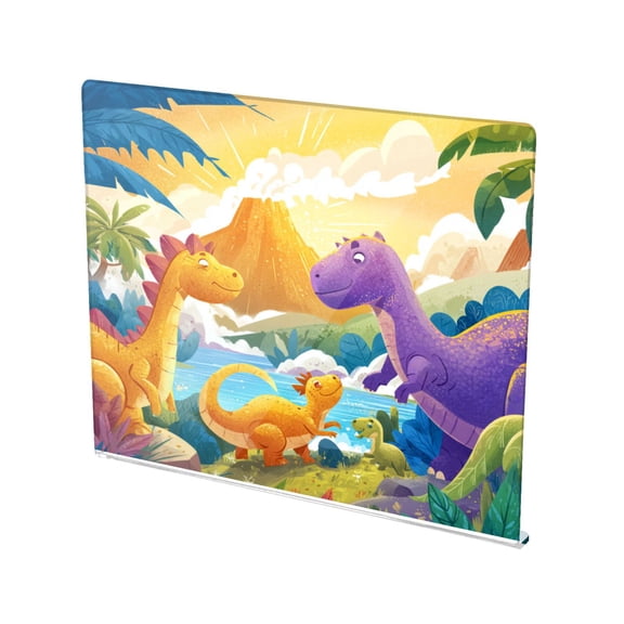 13.4" x 16.5" Food-Grade Acrylic Cutting Board Non-Slip Kitchen Chopping Board Cute Dinosaur Volcano Scene