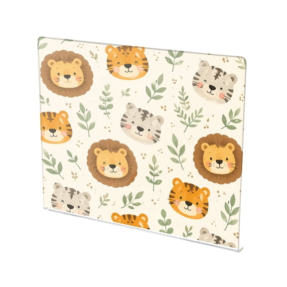 13.4" x 16.5" Food-Grade Acrylic Cutting Board Non-Slip Kitchen Chopping Board Cute Jungle Animal Faces
