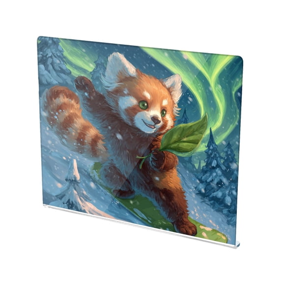 13.4" x 16.5" Food-Grade Acrylic Cutting Board Non-Slip Kitchen Chopping Board Cute Little Raccoon Skiing