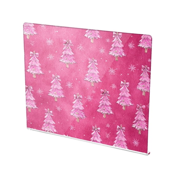 13.4" x 16.5" Food-Grade Acrylic Cutting Board Non-Slip Kitchen Chopping Board Cute Pink Christmas Trees Pattern