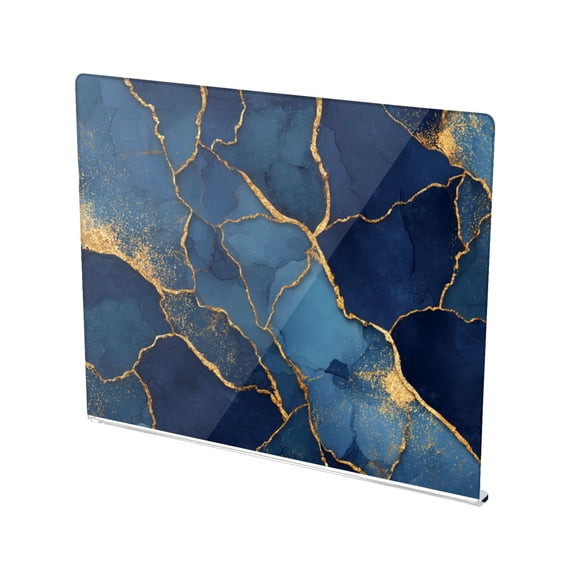 13.4" x 16.5" Food-Grade Acrylic Cutting Board Non-Slip Kitchen Chopping Board Dark Blue Marble Veins