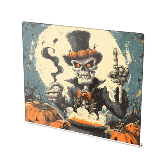13.4" x 16.5" Food-Grade Acrylic Cutting Board Non-Slip Kitchen Chopping Board Evil Skeleton Wizard