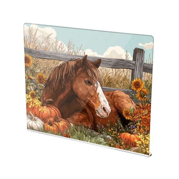 13.4" x 16.5" Food-Grade Acrylic Cutting Board Non-Slip Kitchen Chopping Board Farm Brown Horse
