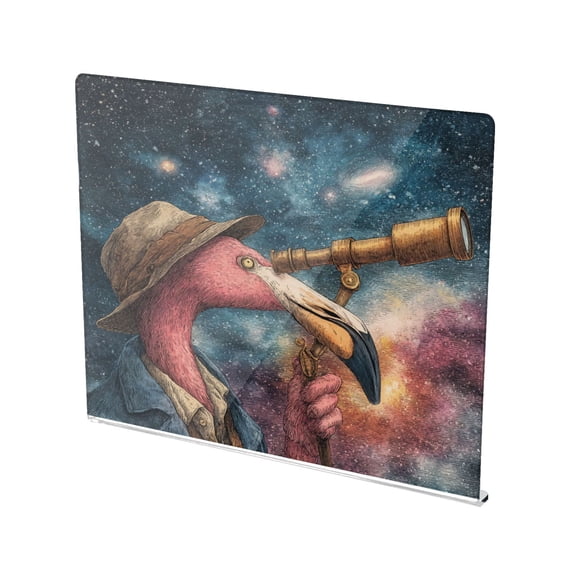 13.4" x 16.5" Food-Grade Acrylic Cutting Board Non-Slip Kitchen Chopping Board Flamingos Using Binoculars