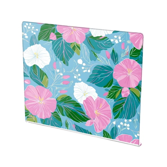13.4" x 16.5" Food-Grade Acrylic Cutting Board Non-Slip Kitchen Chopping Board Floral Pattern Light Blue Background