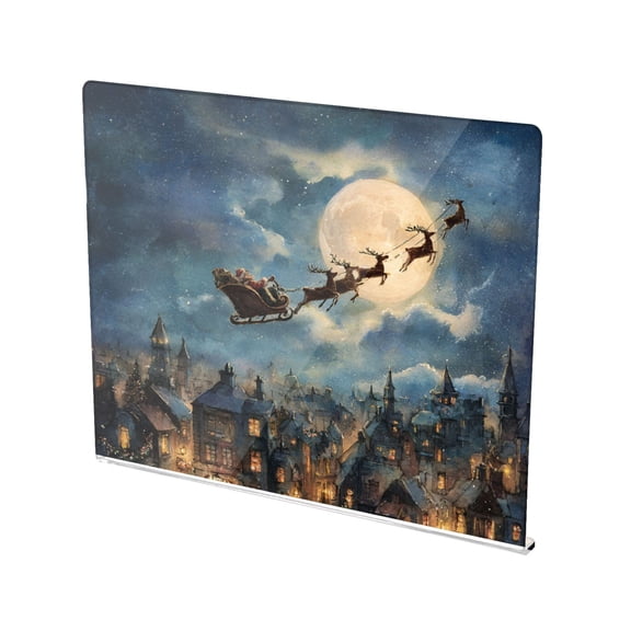 13.4" x 16.5" Food-Grade Acrylic Cutting Board Non-Slip Kitchen Chopping Board Flying Santa