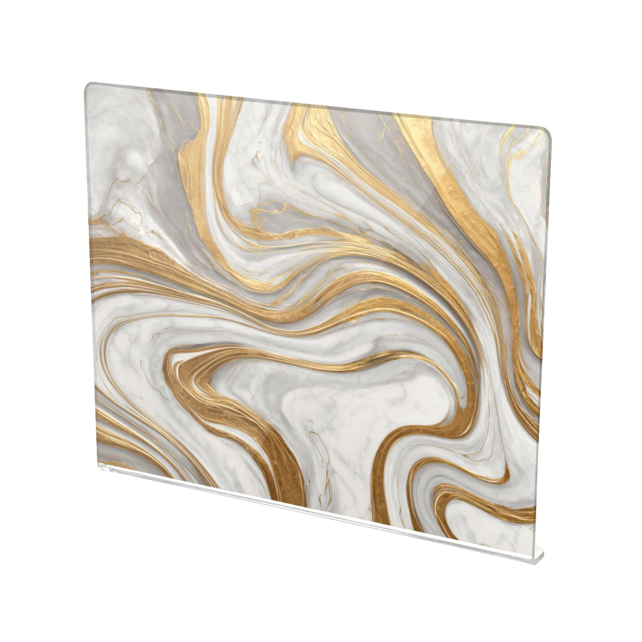 13.4" x 16.5" Food-Grade Acrylic Cutting Board Non-Slip Kitchen Chopping Board Gold and White Marble