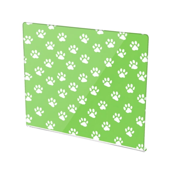13.4" x 16.5" Food-Grade Acrylic Cutting Board Non-Slip Kitchen Chopping Board Green Paw Print Pattern