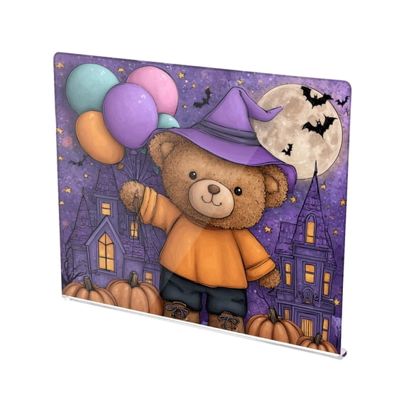 13.4" x 16.5" Food-Grade Acrylic Cutting Board Non-Slip Kitchen Chopping Board Halloween Bear
