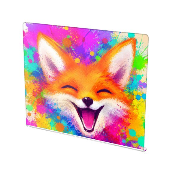 13.4" x 16.5" Food-Grade Acrylic Cutting Board Non-Slip Kitchen Chopping Board Joyful Fox Splatter Art