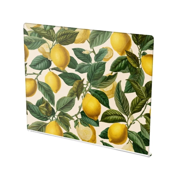 13.4" x 16.5" Food-Grade Acrylic Cutting Board Non-Slip Kitchen Chopping Board Lemon and Leaf Pattern