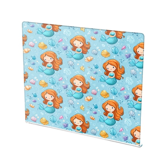 13.4" x 16.5" Food-Grade Acrylic Cutting Board Non-Slip Kitchen Chopping Board Little Mermaids and Seashells