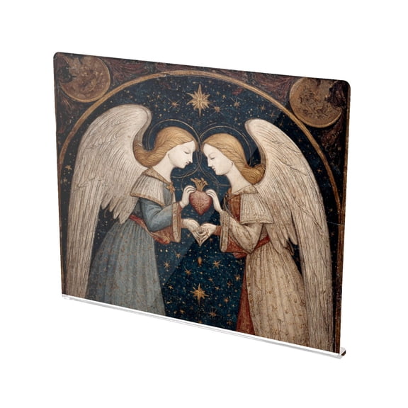 13.4" x 16.5" Food-Grade Acrylic Cutting Board Non-Slip Kitchen Chopping Board Medieval Angel Painting