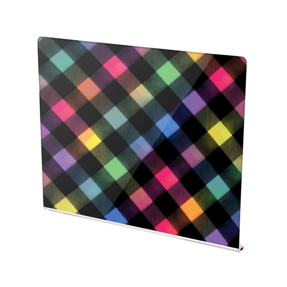13.4" x 16.5" Food-Grade Acrylic Cutting Board Non-Slip Kitchen Chopping Board Neon Rainbow Checkered Pattern