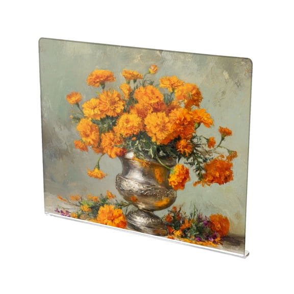 13.4" x 16.5" Food-Grade Acrylic Cutting Board Non-Slip Kitchen Chopping Board Orange Marigolds