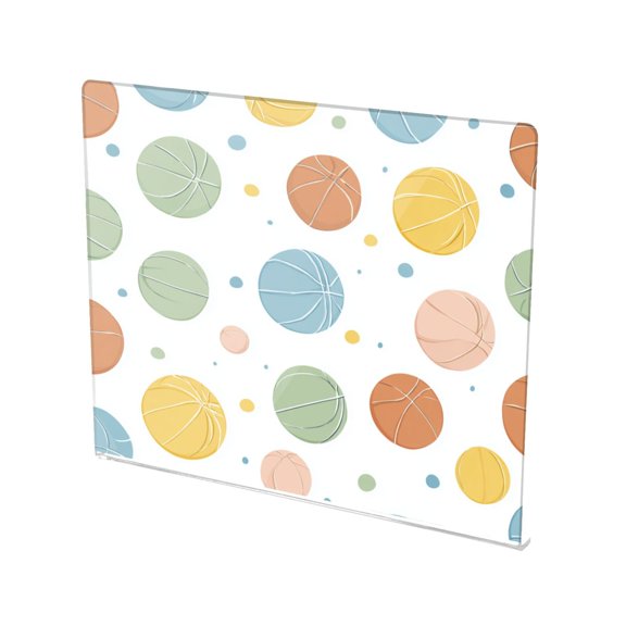 13.4" x 16.5" Food-Grade Acrylic Cutting Board Non-Slip Kitchen Chopping Board Pastel Basketball Doodle Pattern