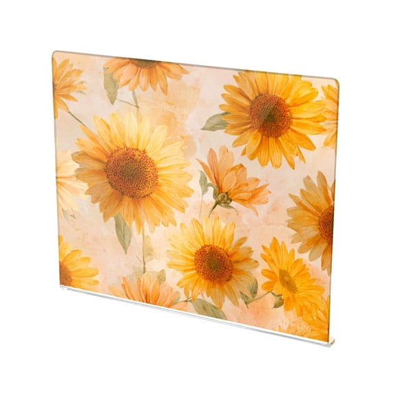 13.4" x 16.5" Food-Grade Acrylic Cutting Board Non-Slip Kitchen Chopping Board Pastel-toned Sunflowers Pattern