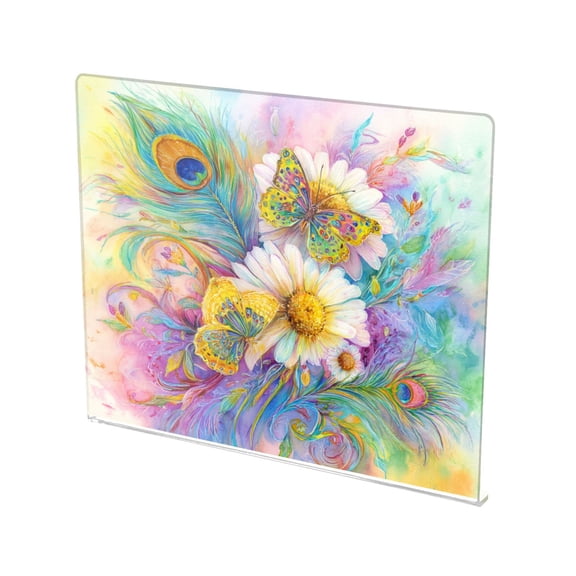13.4" x 16.5" Food-Grade Acrylic Cutting Board Non-Slip Kitchen Chopping Board Peacock Feathers Art Pattern