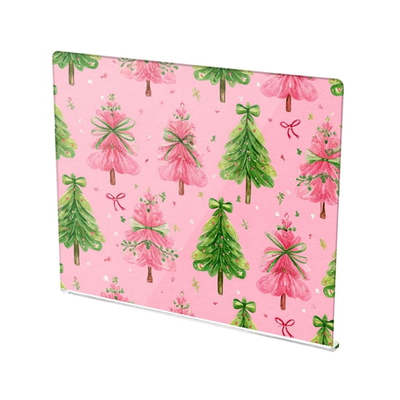 13.4" x 16.5" Food-Grade Acrylic Cutting Board Non-Slip Kitchen Chopping Board Pink Christmas Tree Pattern