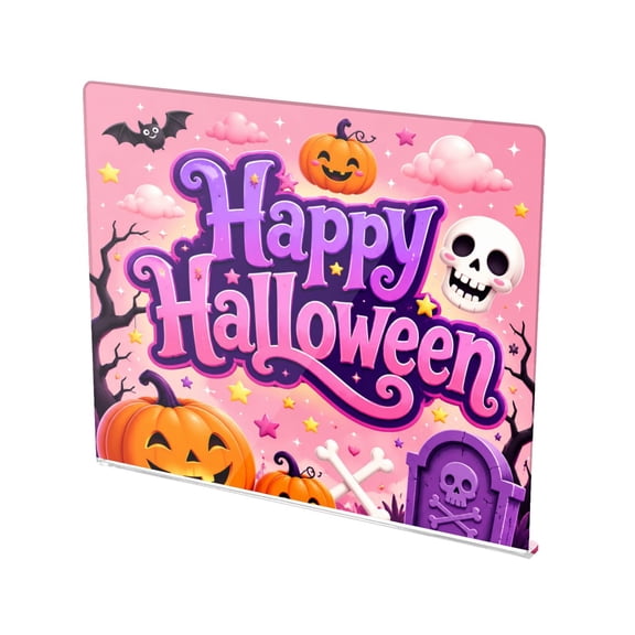 13.4" x 16.5" Food-Grade Acrylic Cutting Board Non-Slip Kitchen Chopping Board Pink Halloween Magic