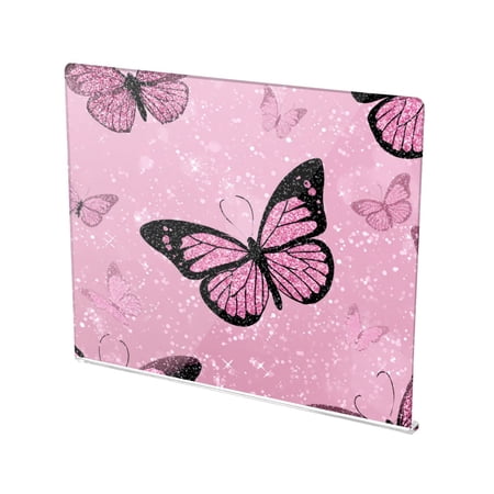 13.4" x 16.5" Food-Grade Acrylic Cutting Board Non-Slip Kitchen Chopping Board Pink Sequin Butterfly