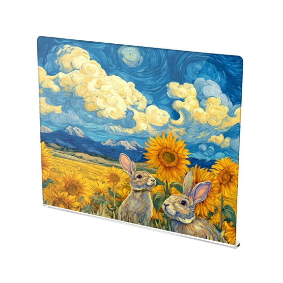 13.4" x 16.5" Food-Grade Acrylic Cutting Board Non-Slip Kitchen Chopping Board Rabbits in The Wheat Field