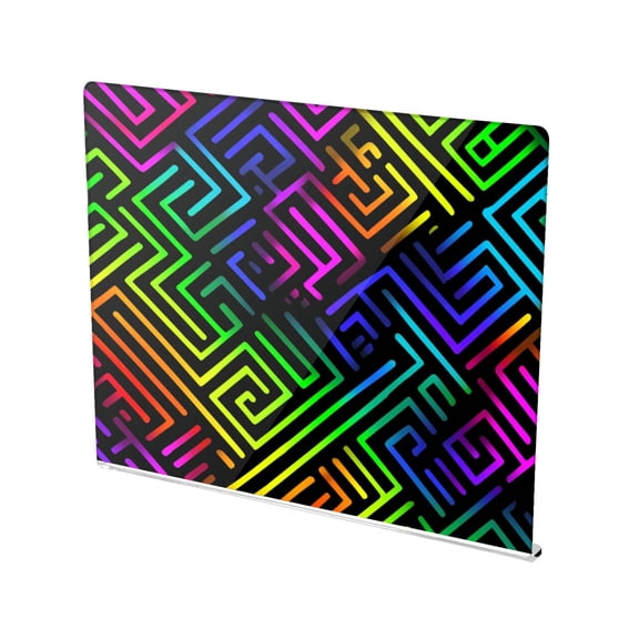 13.4" x 16.5" Food-Grade Acrylic Cutting Board Non-Slip Kitchen Chopping Board Rainbow Neon Labyrinth Print