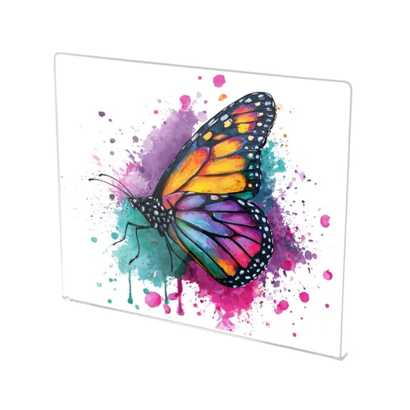 13.4" x 16.5" Food-Grade Acrylic Cutting Board Non-Slip Kitchen Chopping Board Rainbow Splatter Butterfly Print