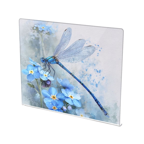 13.4" x 16.5" Food-Grade Acrylic Cutting Board Non-Slip Kitchen Chopping Board Realistic Blue Dragonfly Print