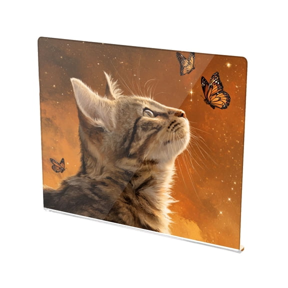 13.4" x 16.5" Food-Grade Acrylic Cutting Board Non-Slip Kitchen Chopping Board Realistic Cute Brown Cat