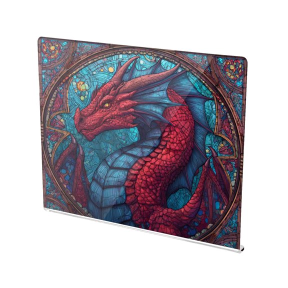 13.4" x 16.5" Food-Grade Acrylic Cutting Board Non-Slip Kitchen Chopping Board Red Magical Dragon King