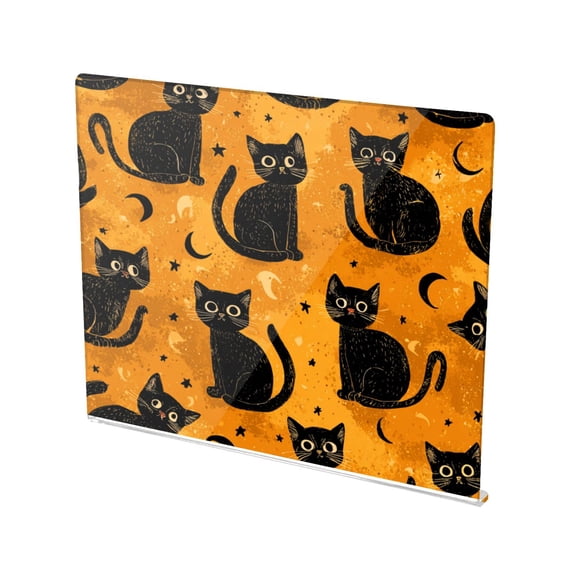 13.4" x 16.5" Food-Grade Acrylic Cutting Board Non-Slip Kitchen Chopping Board Repeating Mysterious Black Cat Pattern