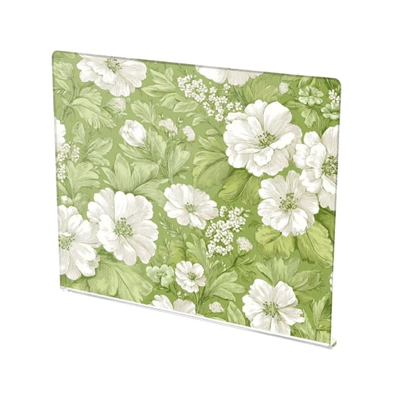 13.4" x 16.5" Food-Grade Acrylic Cutting Board Non-Slip Kitchen Chopping Board Retro Green Flower Pattern