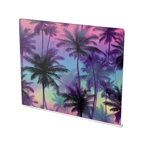 13.4" x 16.5" Food-Grade Acrylic Cutting Board Non-Slip Kitchen Chopping Board Retro Palm Silhouettes