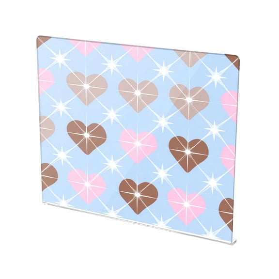 13.4" x 16.5" Food-Grade Acrylic Cutting Board Non-Slip Kitchen Chopping Board Retro Star Grid Heart Pattern