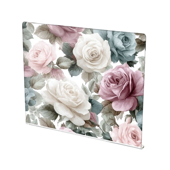 13.4" x 16.5" Food-Grade Acrylic Cutting Board Non-Slip Kitchen Chopping Board Roses on A Gray Background