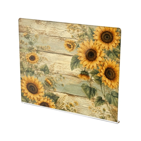 13.4" x 16.5" Food-Grade Acrylic Cutting Board Non-Slip Kitchen Chopping Board Rustic Sunflower Wood Pattern